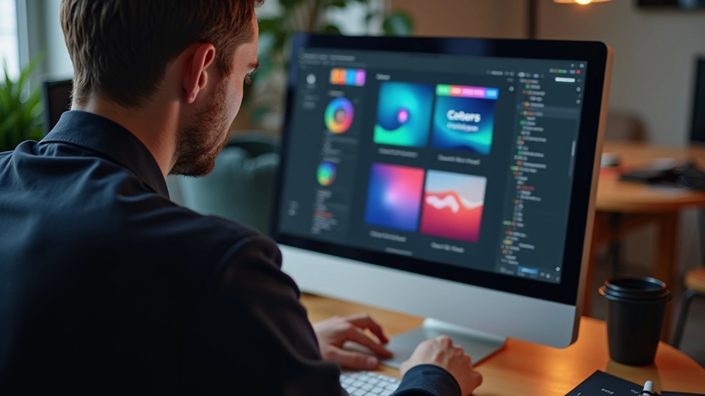 Designer ajustando proporções de contraste e temas de cor