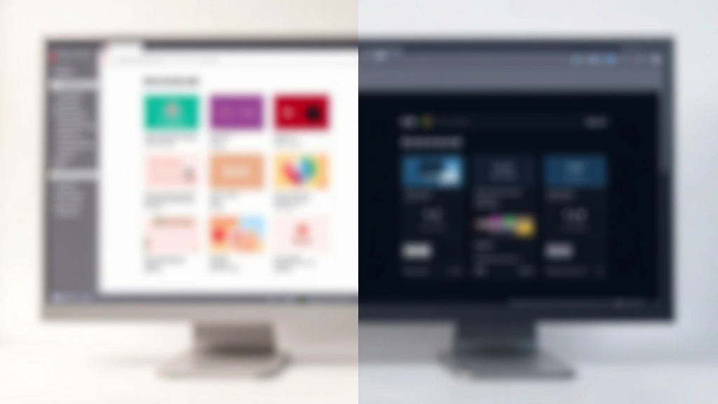 Comparação visual lado a lado de modo claro e escuro mostrando diferentes combinações de cores e seus rácios de contraste